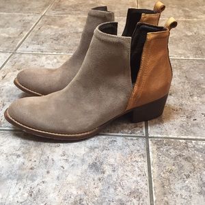 Diba Two-Tone Ankle Boots - Tan and Brown